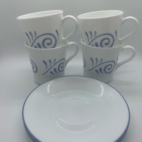 CORELLE CORNINGWARE Cup and Saucers!  Oceanview!  Set of 4! - Picture 2 of 6